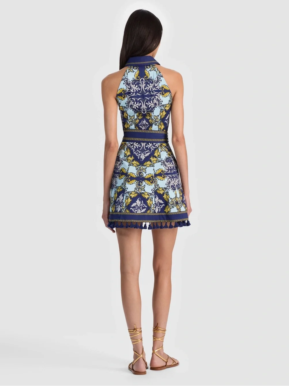 Alice + Olivia Lucy Sleeveless Mini Shirt Dress in Antique Scroll 6 - Picture 6 of 9